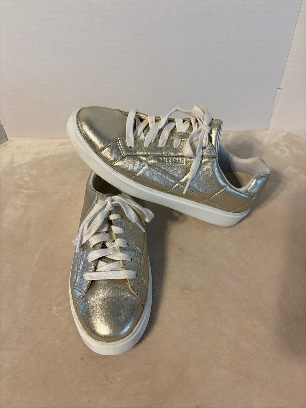 Cole Haan Metallic Silver Low-Top Sneakers